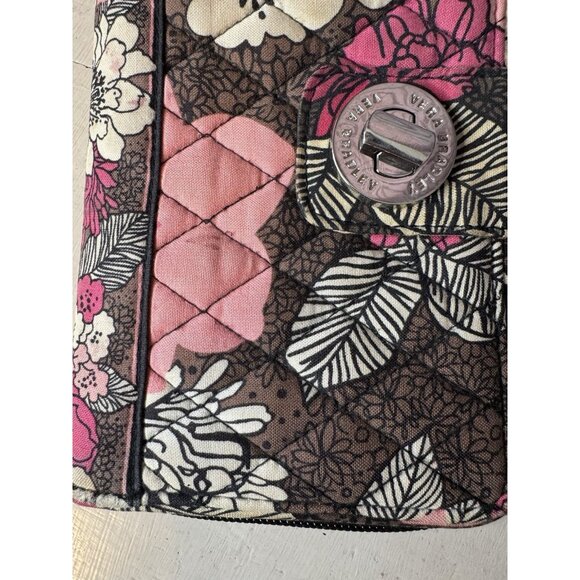Vera Bradley retired Mocha Rouge floral print turnlock wallet Pink Brown - Picture 7 of 7